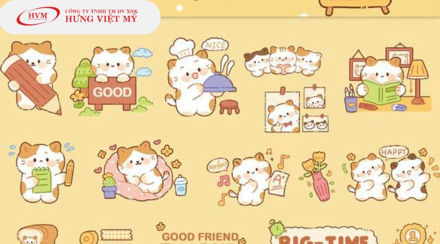 Mẫu hình dáng sticker dễ thương 