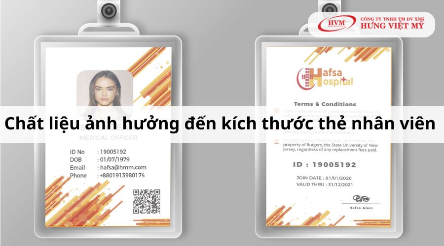 Chất liệu ảnh hưởng đến kích thước thẻ nhân viên 