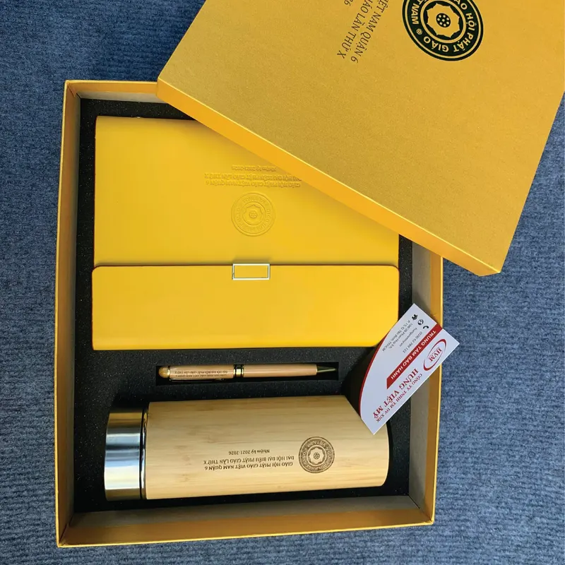 GS 009 - GIFTSET  (Bình Giữ Nhiệt + Sổ Tay + Bút Gỗ + Hộp quà)