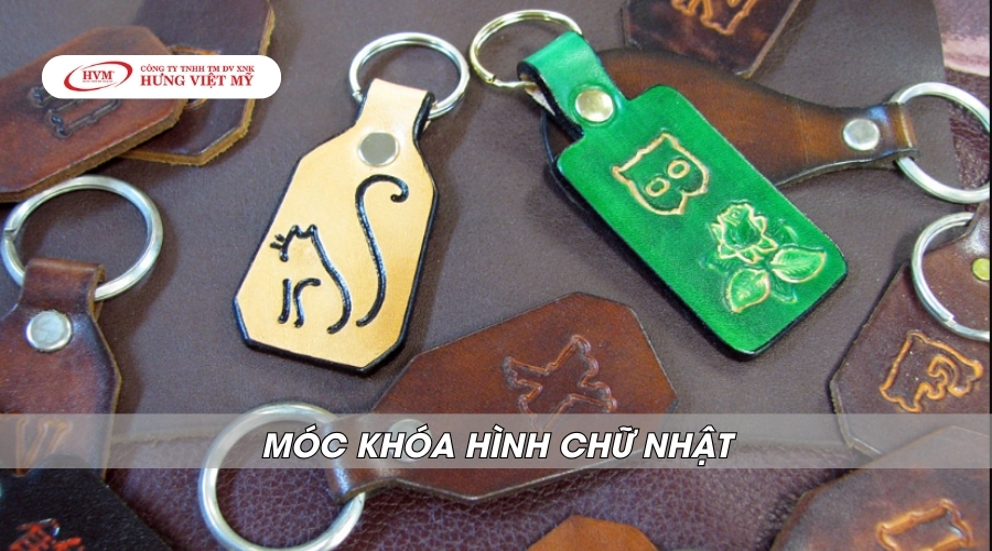 Móc khóa da hình chữ nhật