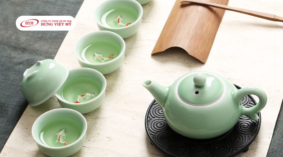 Mẫu bộ ấm chén uống trà xanh ngọc