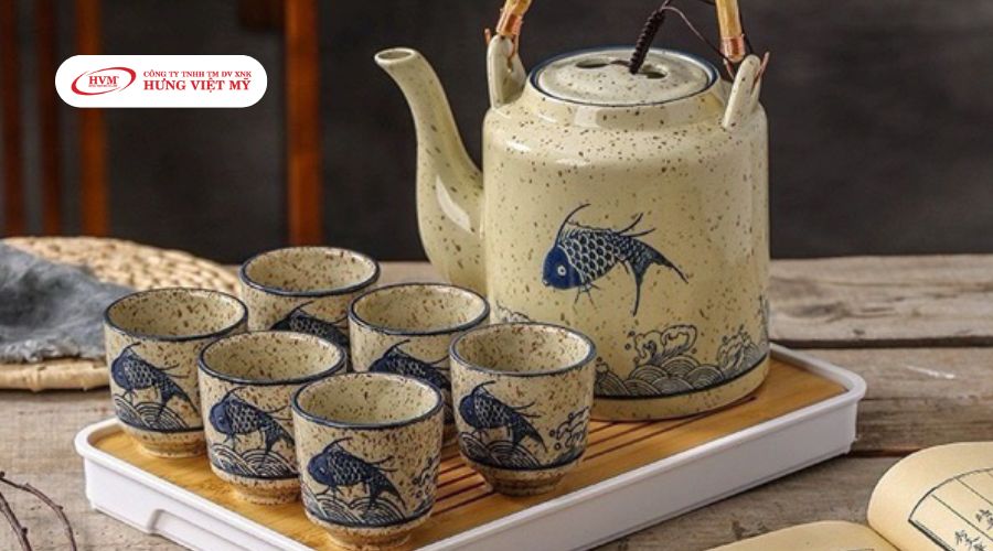 Bộ ấm chén bát tràng giả cổ đẹp