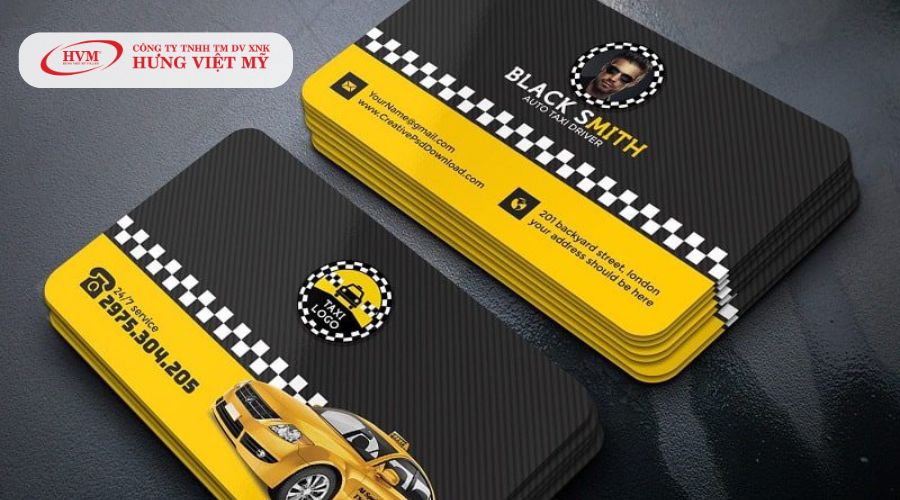 Mẫu nam card lái xe taxi màu vàng, đen đẹp