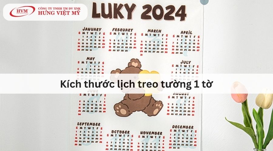 Kích thước lịch treo tường 1 tờ