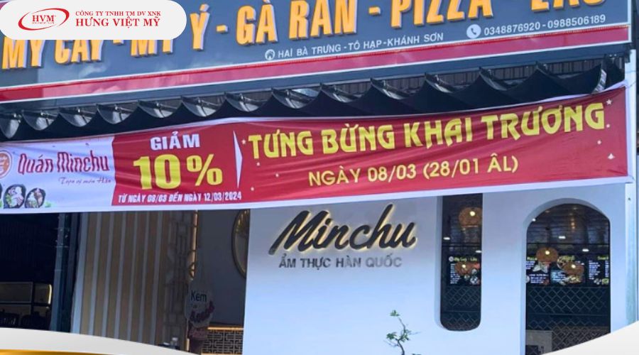 Mẫu băng rôn khai trương quán ăn giá rẻ