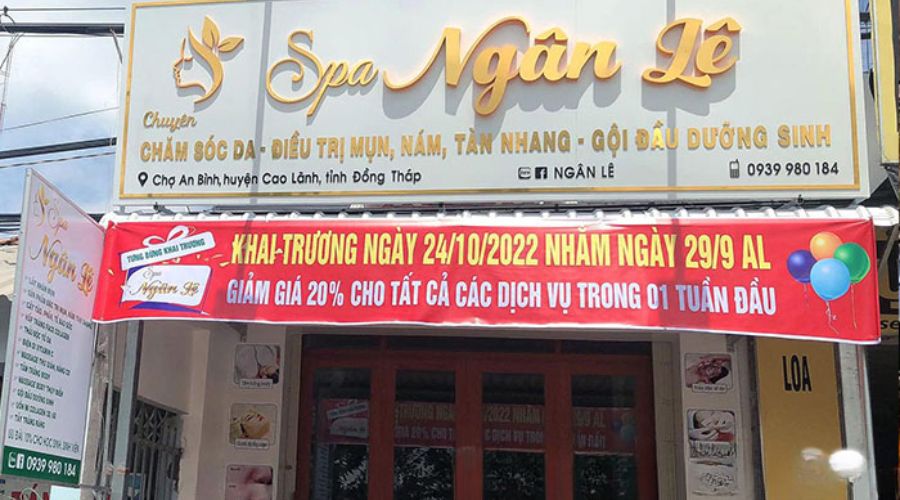 Mẫu băng rôn khai trương spa sang trọng