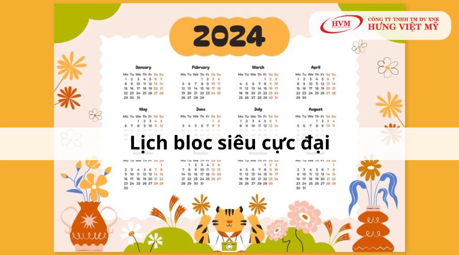 Kích thước lịch bloc siêu cực đại chuẩn hiện nay là 30cm x 40cm