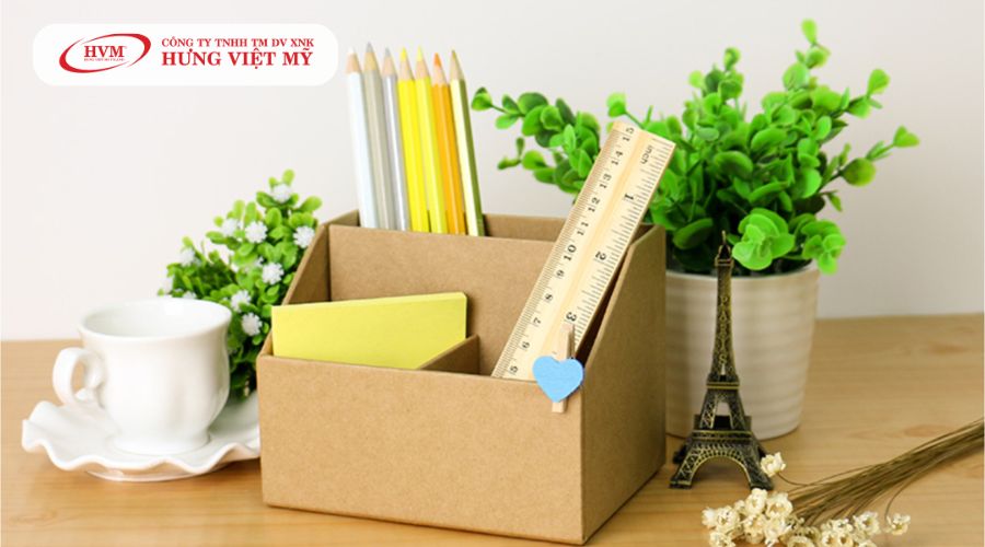 Mẫu trang trí hộp đựng bút đẹp bằng giấy carton nhiều ngăn