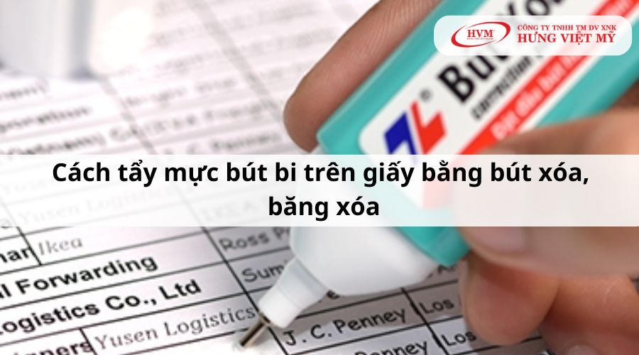 Cách tẩy mực bút bi trên giấy bằng bút xóa, băng xóa