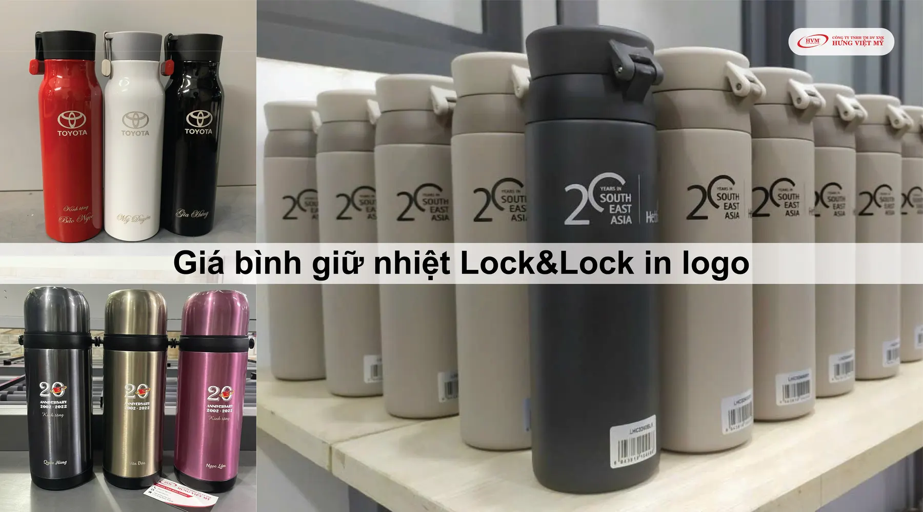 Giá bình giữ nhiệt Lock&Lock in logo