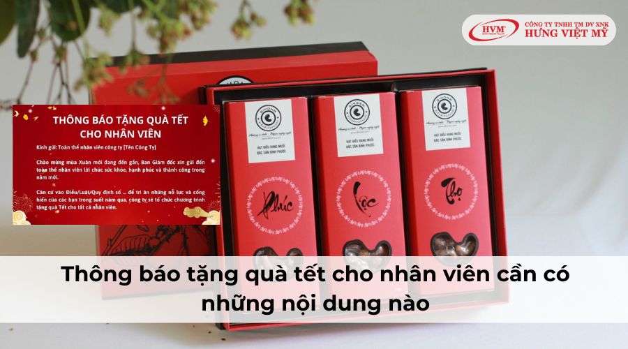 Thông báo tặng quà Tết cho nhân viên cần có nội dung nào?