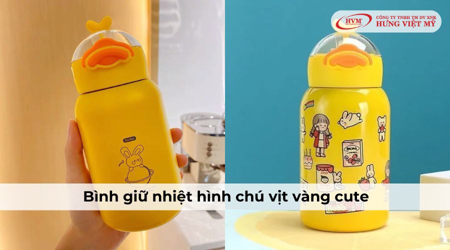 Bình giữ nhiệt cute hình chú vịt vàng