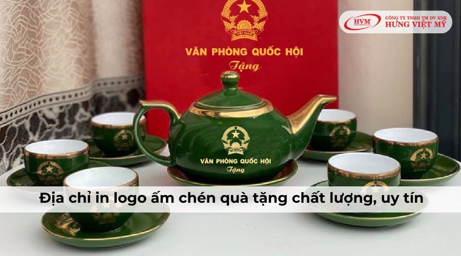 In logo ấm chén quà tặng chất lượng tại Hưng Việt Mỹ