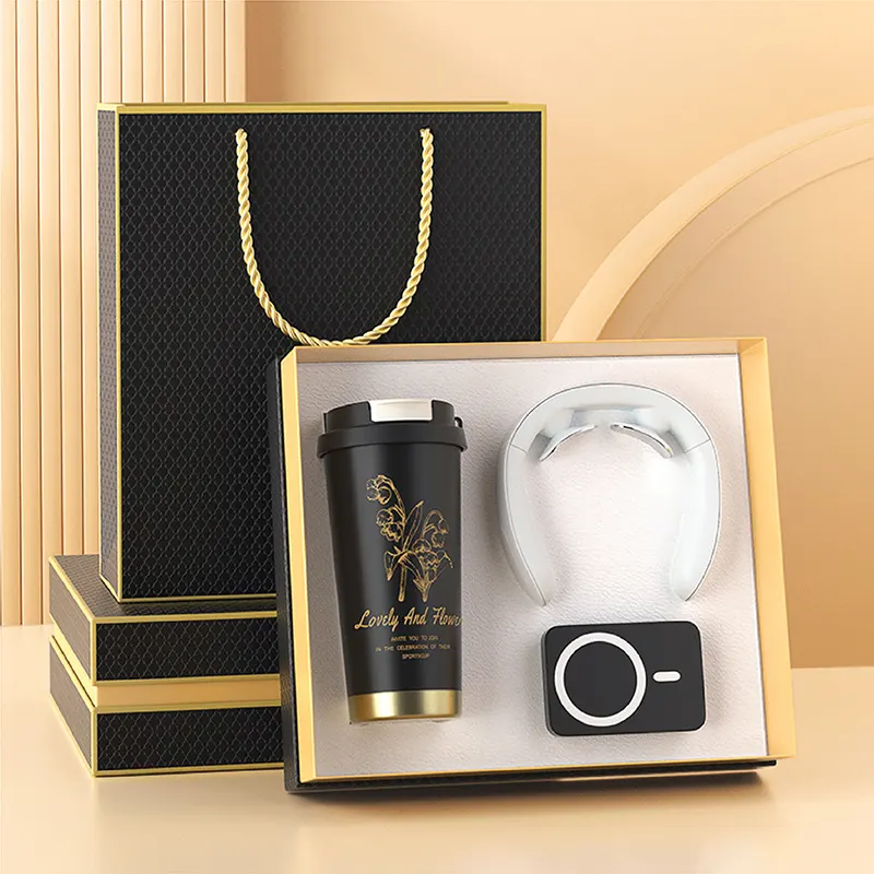 GS 015 - GIFTSET (Ô Dù + Máy Massage Cổ + Ly Giữ Nhiệt + Sạc Không Dây + Đèn LED Để Bàn + Sổ Tay + Bút Ký)