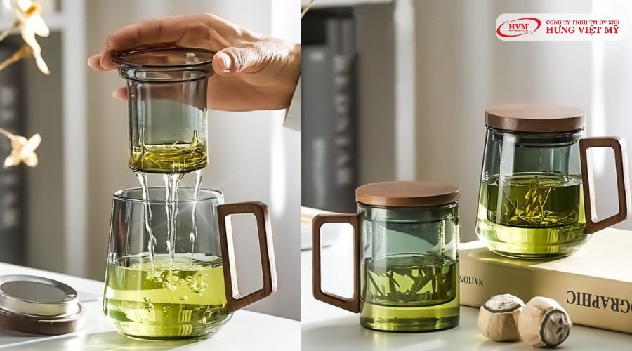 Bình thủy tinh đựng nước có lõi lọc riêng