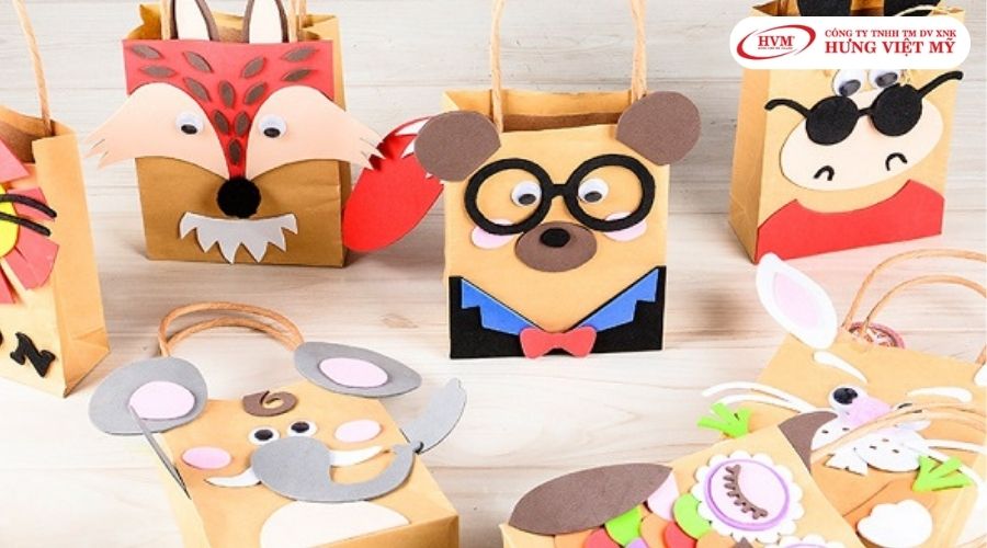 Mẫu trang trí túi giấy chủ đề con vật