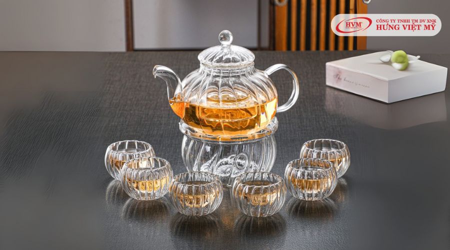 Bộ ấm chén uống trà cao cấp thủy tinh chịu nhiệt