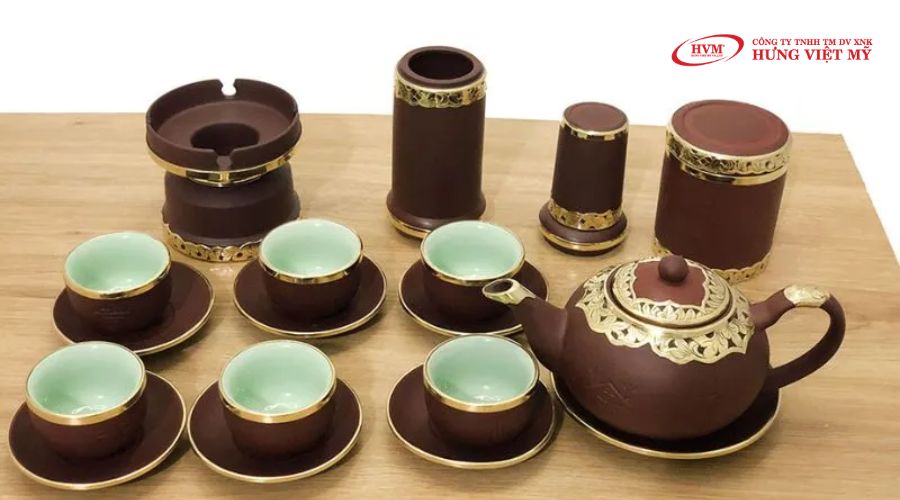 Bộ ấm chén uống trà cao cấp gốm muối nung