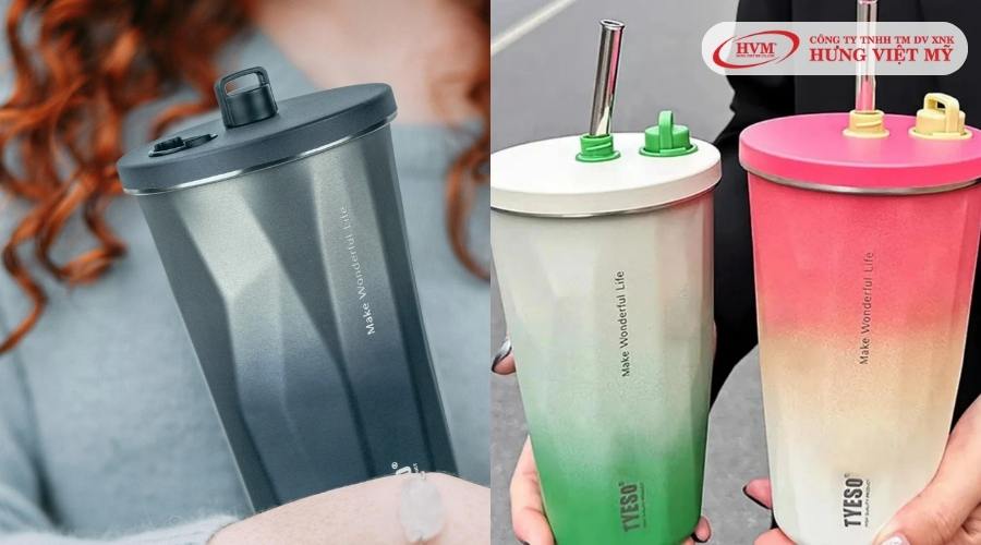Bình Tyeso FLAIR Gradient with Retractable Straw & Lid