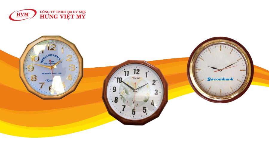 Đồng hồ in logo đa giác