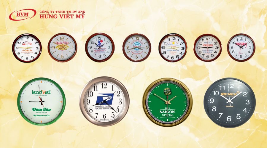 Đồng hồ in logo tròn cổ điển
