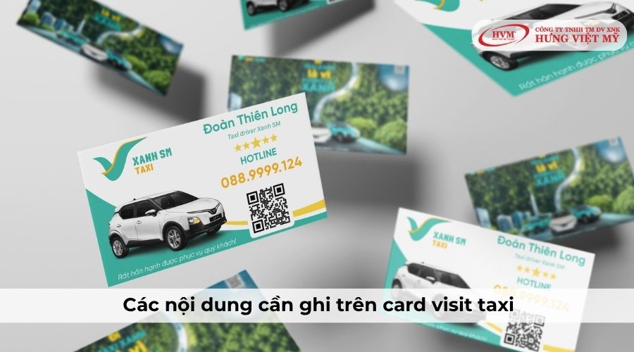 Các nội dung quan trọng cần ghi trên card visit taxi