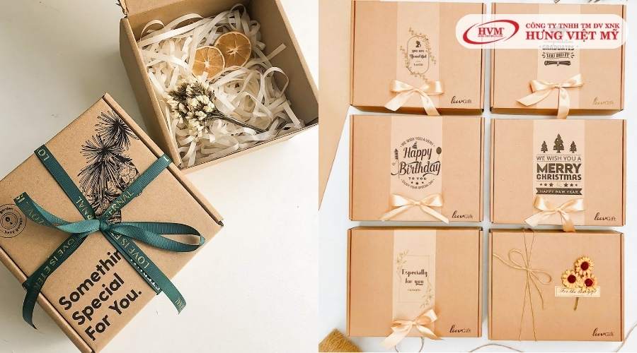 Hộp giấy Kraft in logo dùng làm hộp đựng sản phẩm, quà tặng