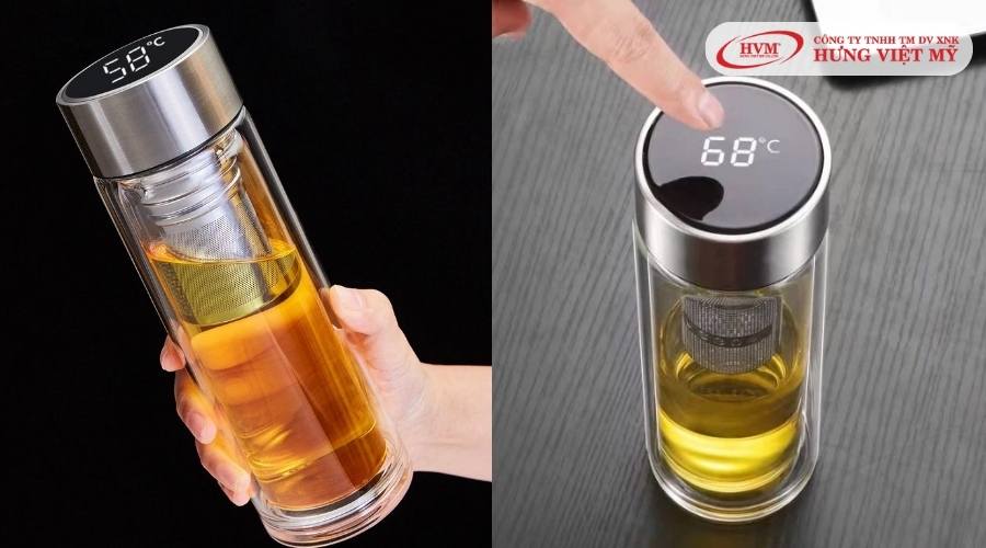 Bình giữ nhiệt thủy tinh hiển thị nhiệt độ thông minh