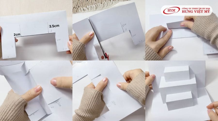 Các bước làm bậc thang 3D bằng giấy