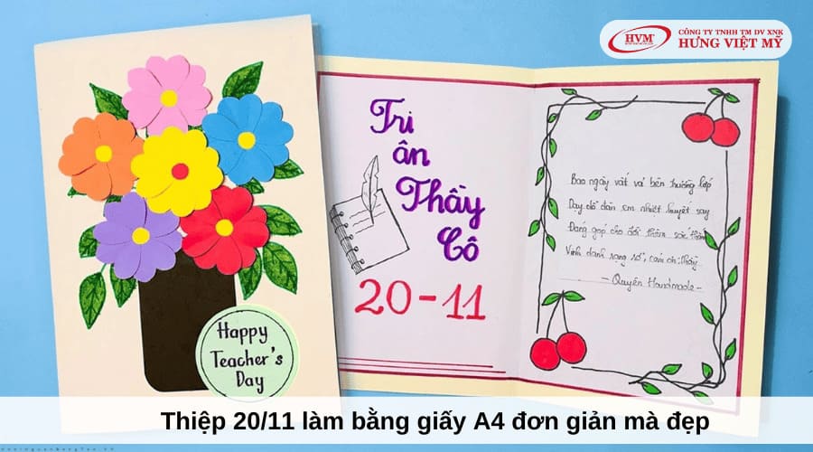 Cách làm thiệp 20/11 bằng giấy A4 đơn giản, ấn tượng