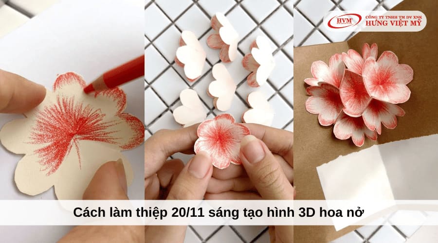 Cách làm thiệp 20/11 hiệu ứng hoa nở 3D đẹp, dễ thực hiện
