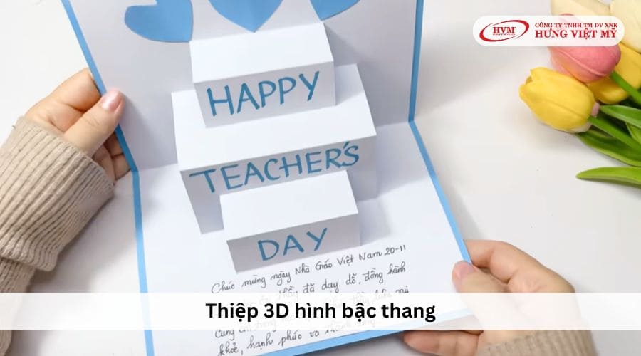 Chi tiết cách làm thiệp 20/11 hiệu ứng bậc thang 3D