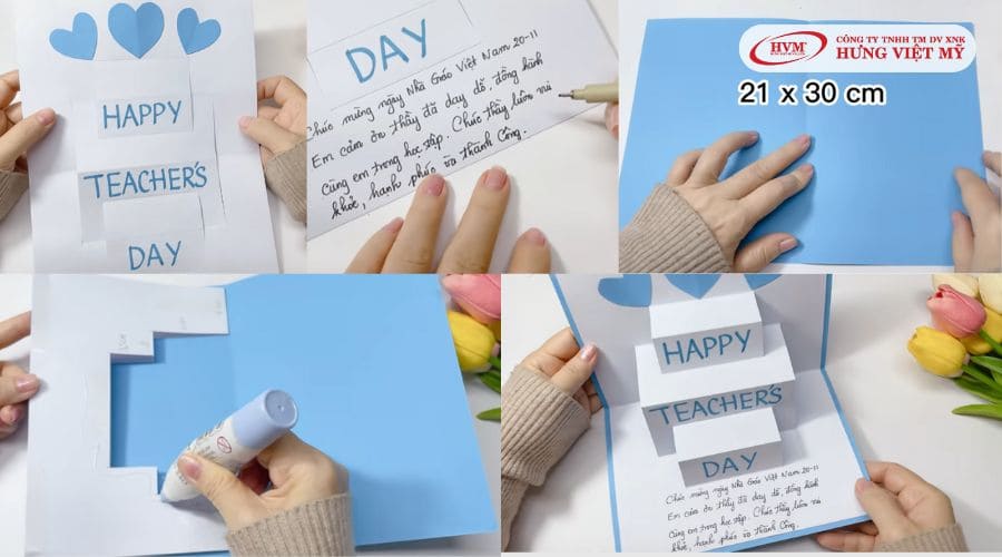 Trang trí, ghi lời chúc lên thiệp 3D bậc thang