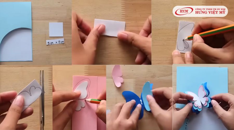 Từng bước thực hiện làm bướm 3D bằng giấy đơn giản