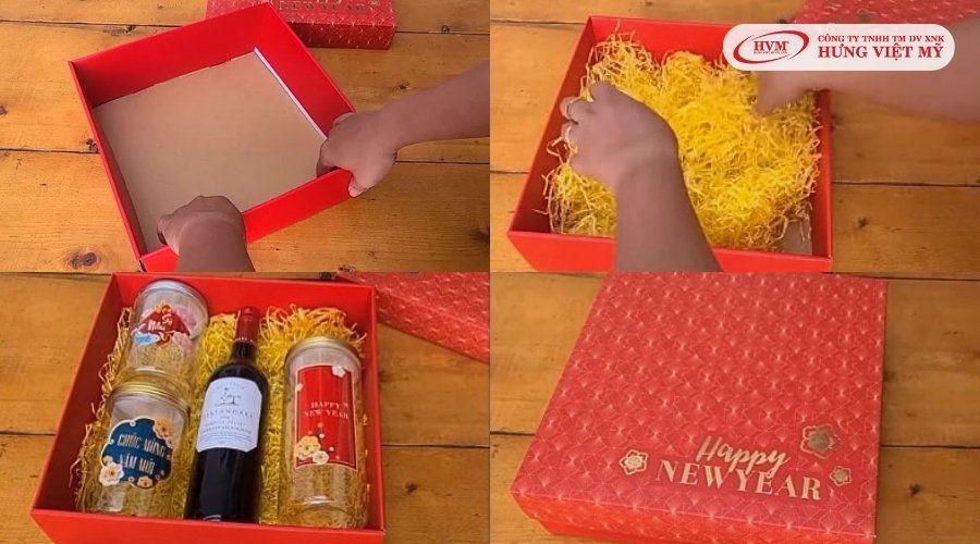 Các bước làm giỏ quà Tết bằng hộp nhanh gọn
