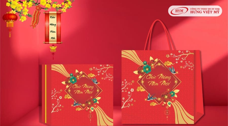 túi giấy đựng quà tết in họa tiết 