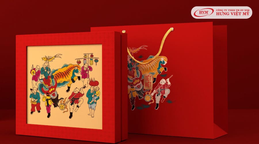 túi giấy đựng quà tết in hình linh vật năm mới 