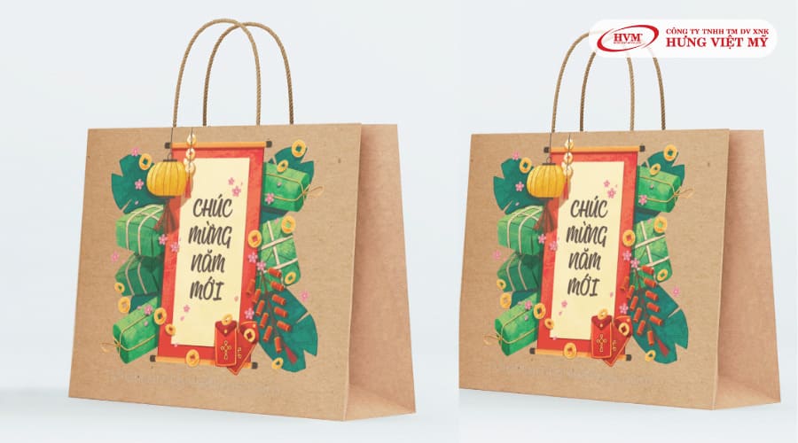 túi giấy in hình bánh chưng, bánh tét