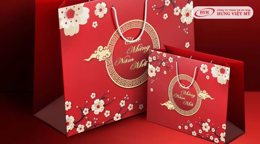 túi giấy đựng quà tết in chữ chúc mừng năm mới