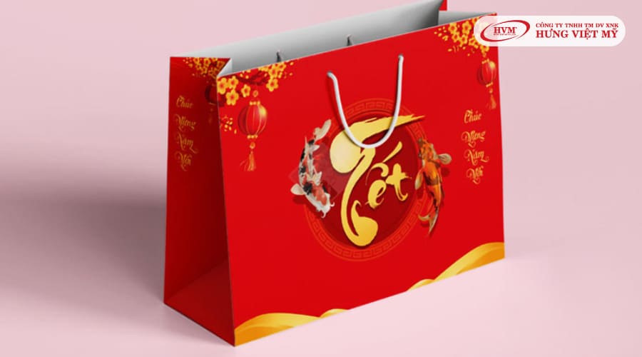 túi giấy đựng quà tết màu đỏ truyền thống 