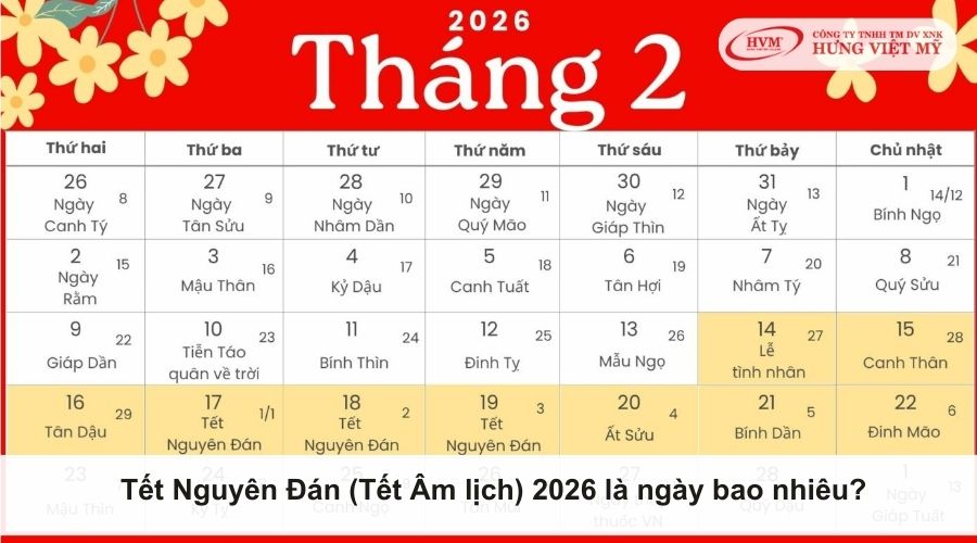 Tết Nguyên Đán là ngày bao nhiêu