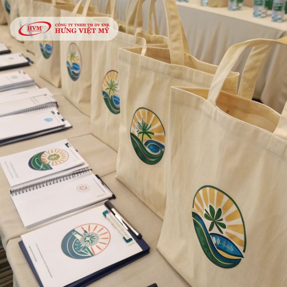 Túi canvas in theo yêu cầu với logo sự kiện, hội nghị chuyên nghiệp