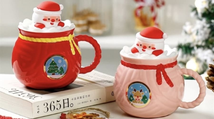 Cốc Noel họa tiết buộc khăn