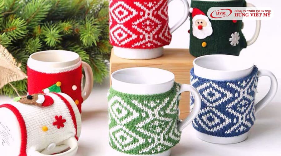 Cốc bọc len thêu họa tiết Giáng sinh