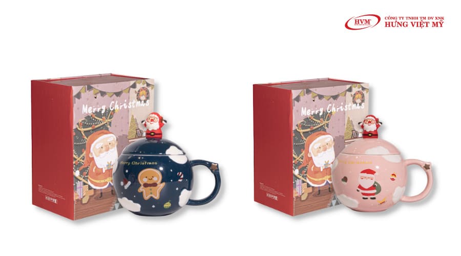 Ly sứ noel hình tròn đáng yêu