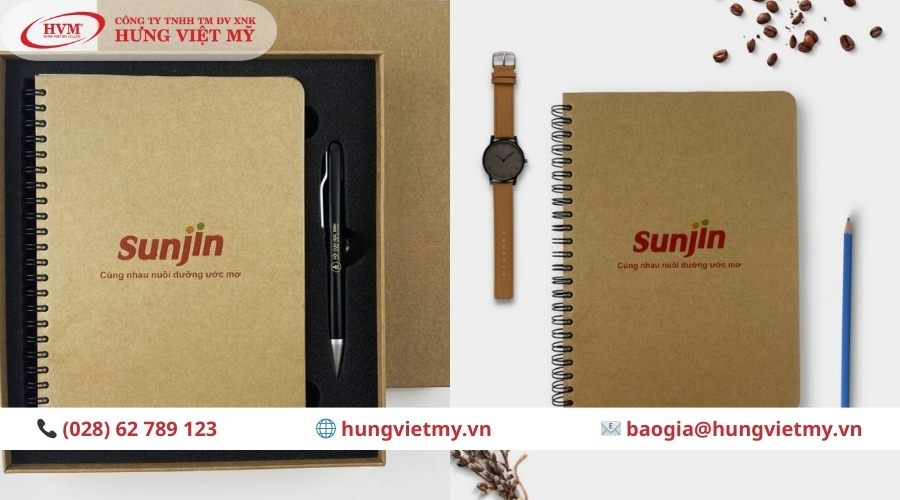 Sổ tay l&ograve; xo b&igrave;a kraft thương hiệu Sunjin