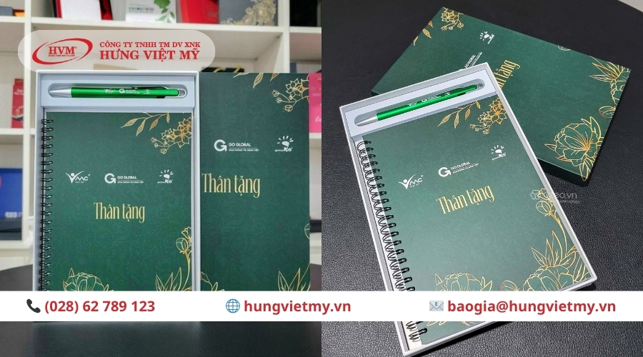 Sổ tay l&ograve; xo k&egrave;m b&uacute;t bi sang trọng, cao cấp