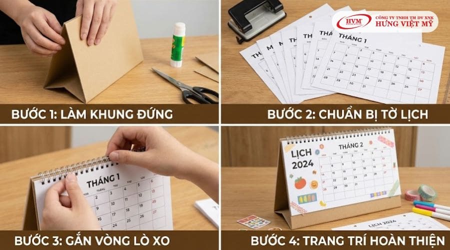 Các bước làm lịch để bàn bằng bìa Carton đơn giản