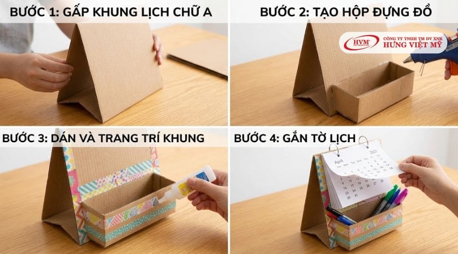 Cách làm lịch để bàn có hộp để đồ độc đáo