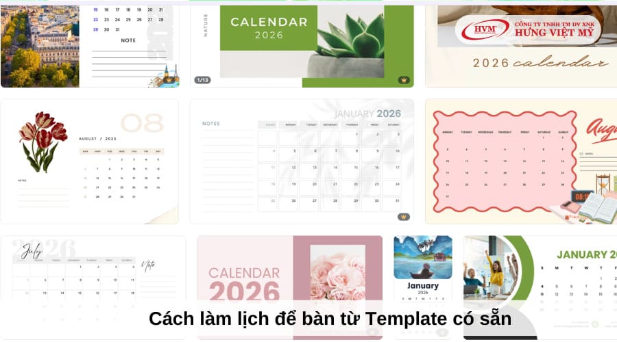 Cách làm lịch để bàn theo Template có sẵn